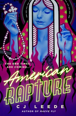 A colorful purple, pink and blue cover features a blue nun with her eyes closed while holding a rosery in one hand with her fingers crossed on another.