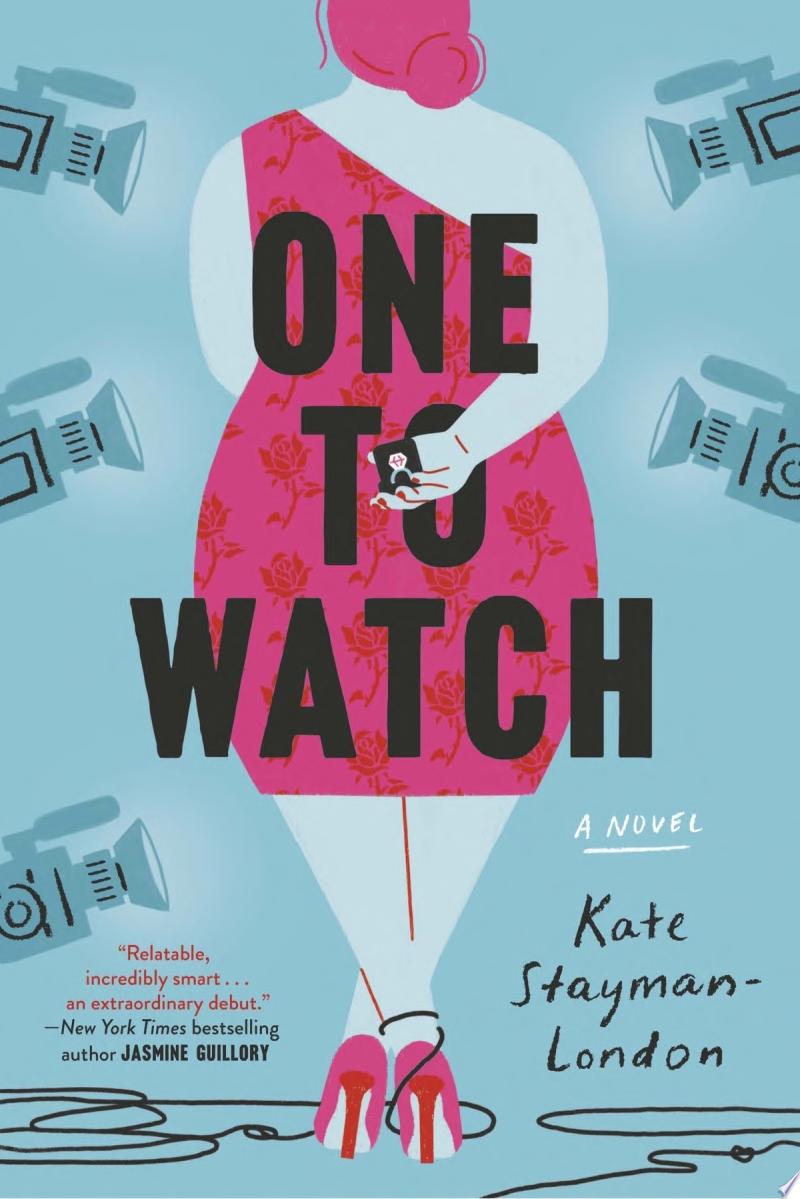 A pale blue cover features the figure of a woman in a pink dress facing away from the reader. She is surrounded by cameras on all sides.