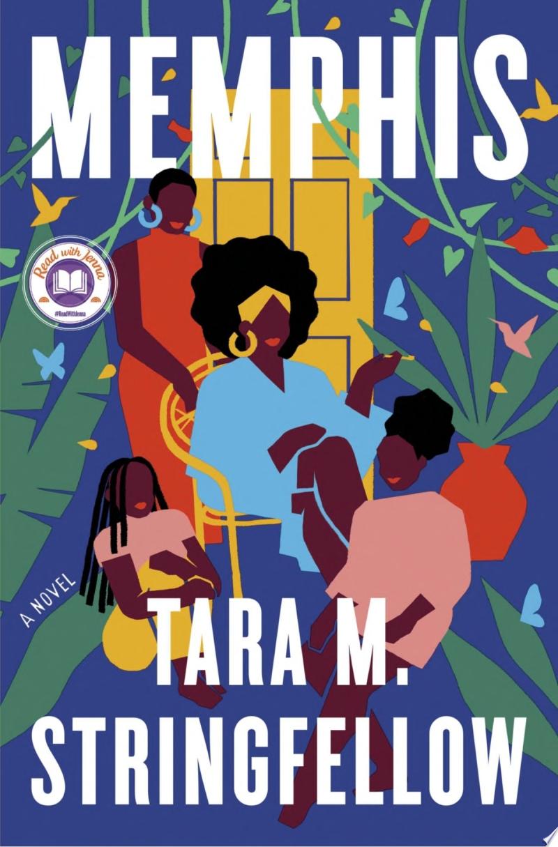 A colorful cover that features four black women in front of a yellow door surrounded by foliage.