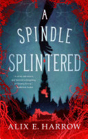 The cover has a blue-grey oval of color surrounded by red around the edges. In the oval, from the top of the cover, is a black arm reaching down toward a black spindle. The spindle morphs into a sprawling castle town towards the bottom of the cover. 