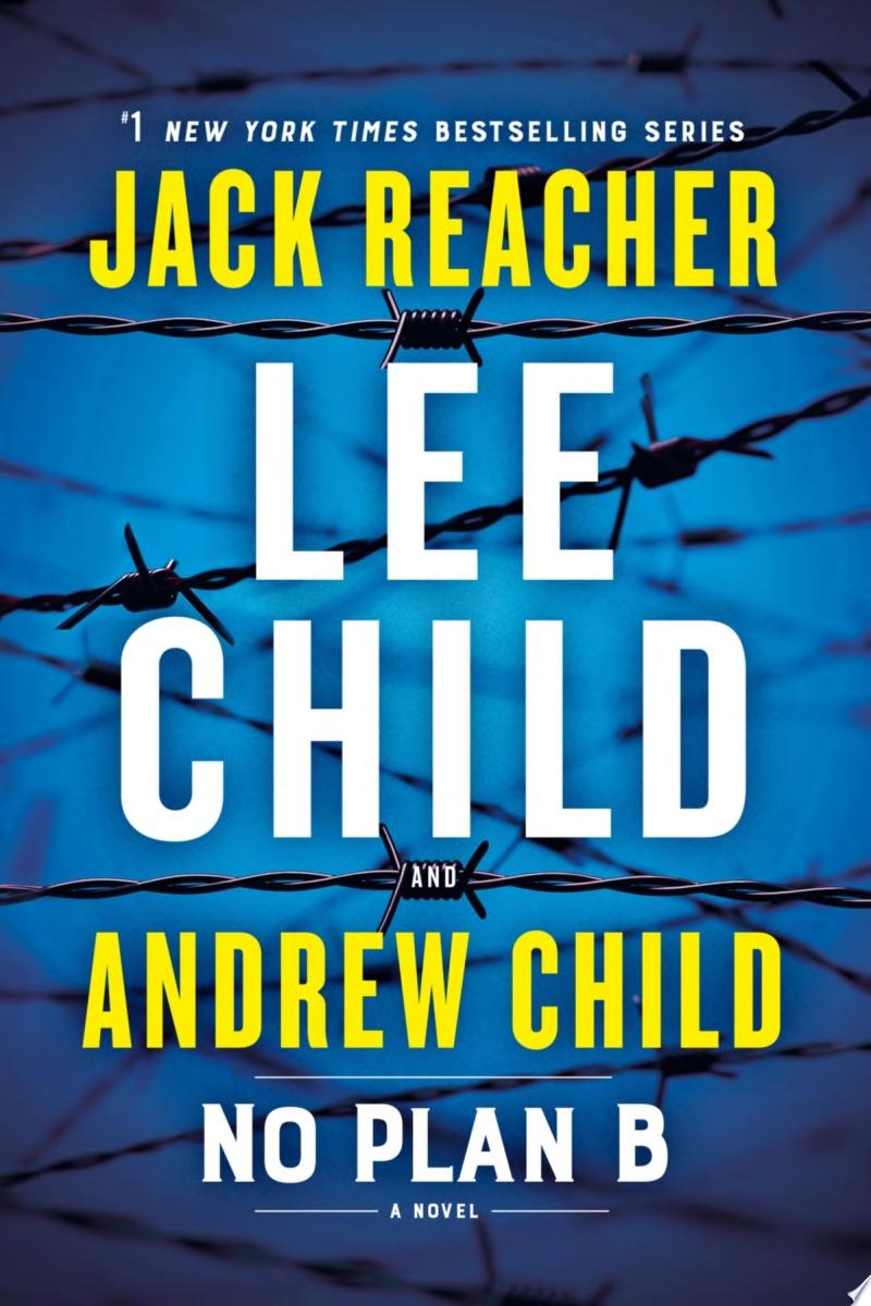 A blue cover with barbed wire crisscrossing along the cover. Jack Reacher and Andrew Child are in yellow letters while the title and Lee Child's name are in white.  