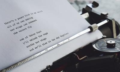 Poem on a typewriter.