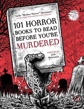 The illustrated cover features a zombie hand bursting from the ground holding a book with the title on the cover against a blood red sky.