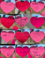 Paper hearts with children's writing 